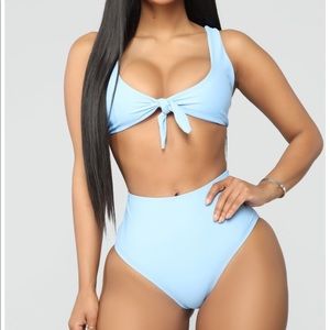 Blue High-Waisted Bathing Suit